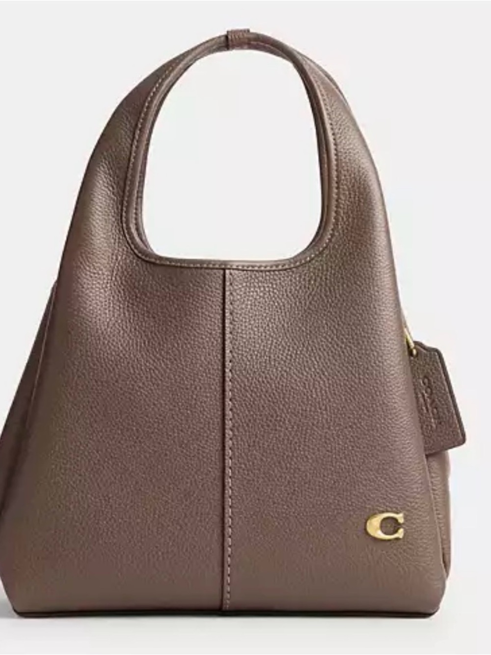 Coach Brown Pebbled Leather Shoulder Tote with Gold Accent